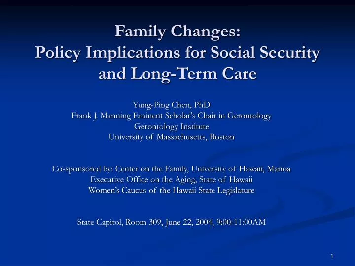 family changes policy implications for social security and long term care