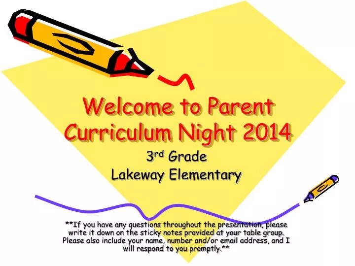 welcome to parent curriculum night 2014