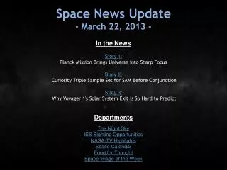 Space News Update - March 22, 2013 -