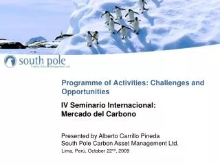 Programme of Activities: Challenges and Opportunities