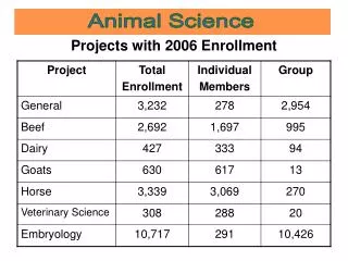 Projects with 2006 Enrollment