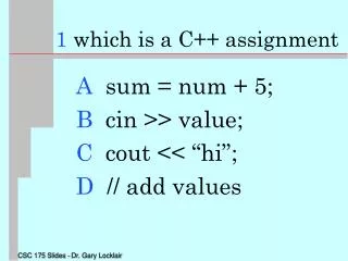 1 which is a C++ assignment