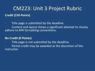 CM223: Unit 3 Project Rubric