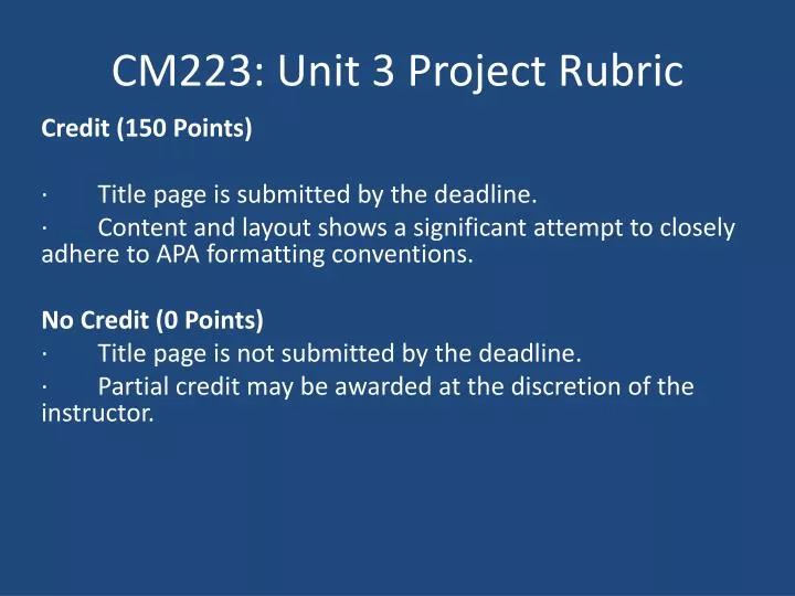 cm223 unit 3 project rubric
