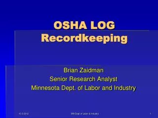 OSHA LOG Recordkeeping