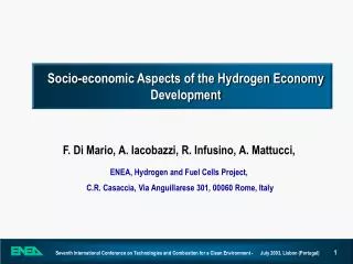 Socio-economic Aspects of the Hydrogen Economy Development