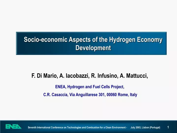 socio economic aspects of the hydrogen economy development
