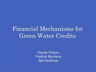 financial mechanisms for green water credits