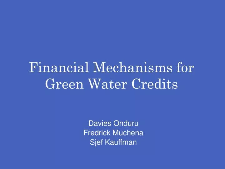 financial mechanisms for green water credits