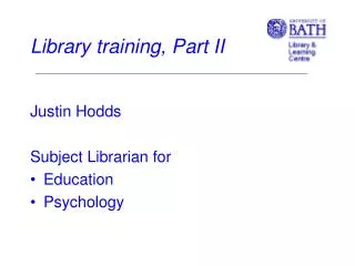 Library training, Part II