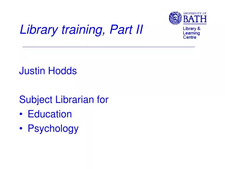 library training part ii