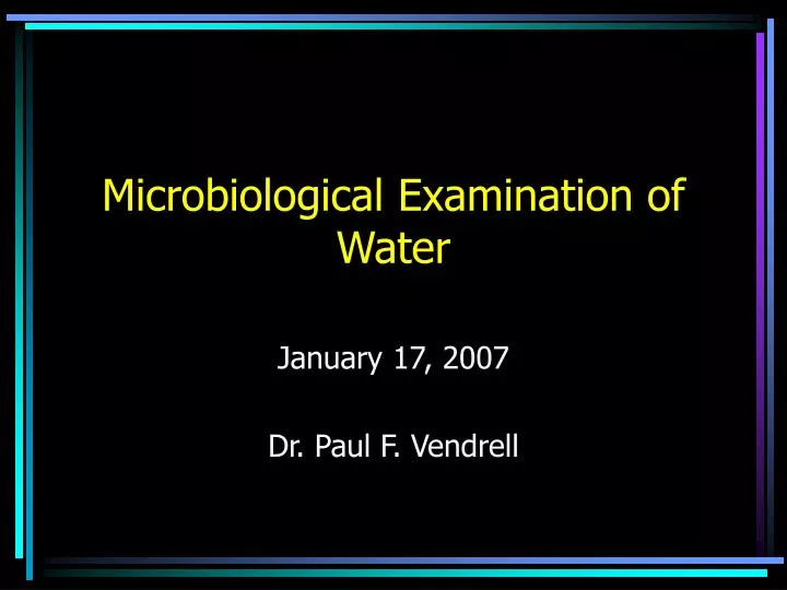 microbiological examination of water