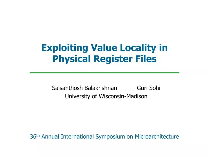 exploiting value locality in physical register files