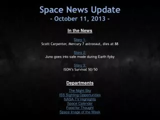 Space News Update - October 11, 2013 -