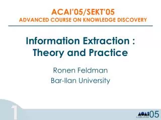 Information Extraction : Theory and Practice
