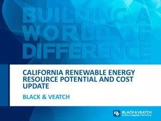 California Renewable Energy resource potential and Cost update