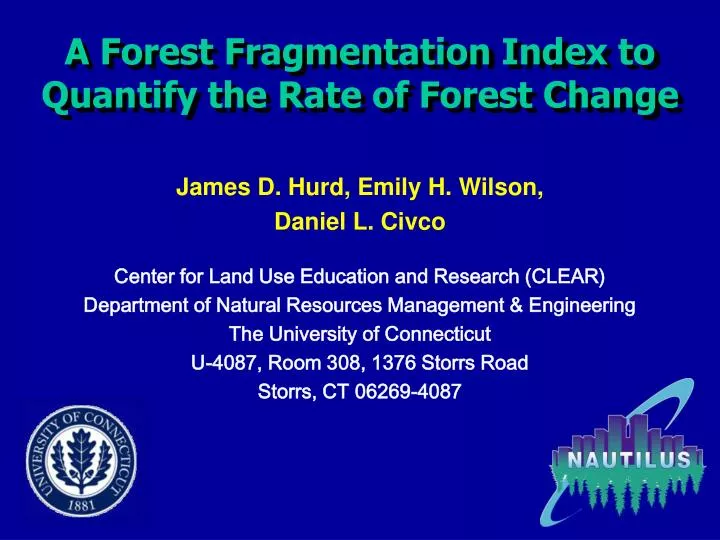 a forest fragmentation index to quantify the rate of forest change