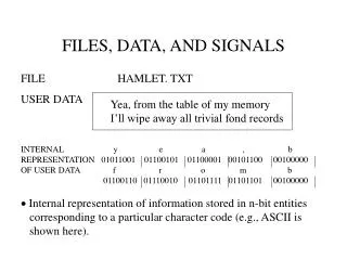 FILES, DATA, AND SIGNALS