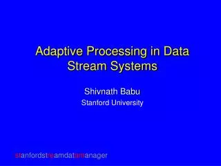 Adaptive Processing in Data Stream Systems