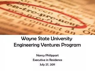 wayne state university engineering ventures program