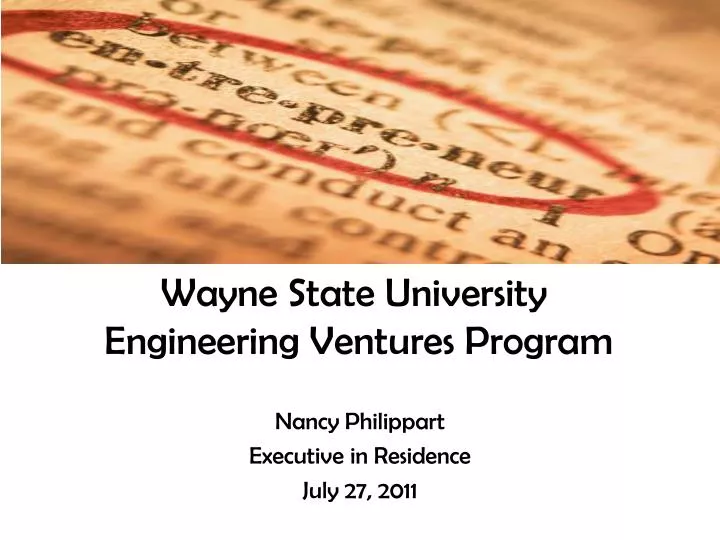 wayne state university engineering ventures program