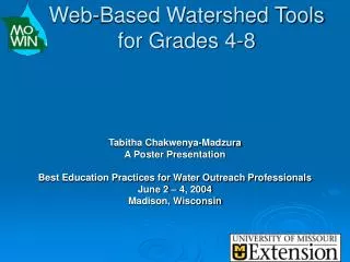 Web-Based Watershed Tools for Grades 4-8