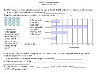 Math Common Assessment September 13, 2010