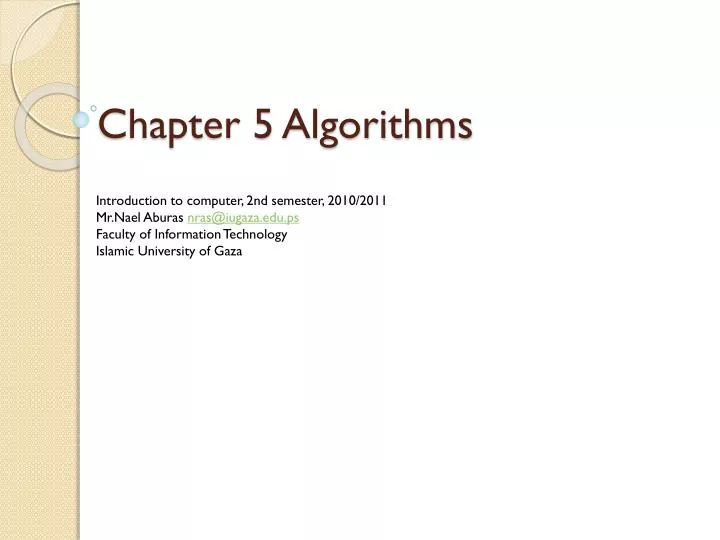 chapter 5 algorithms