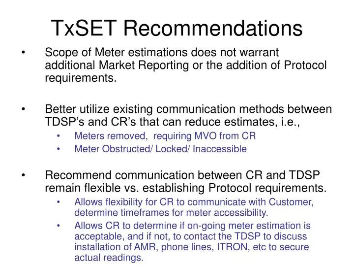 txset recommendations
