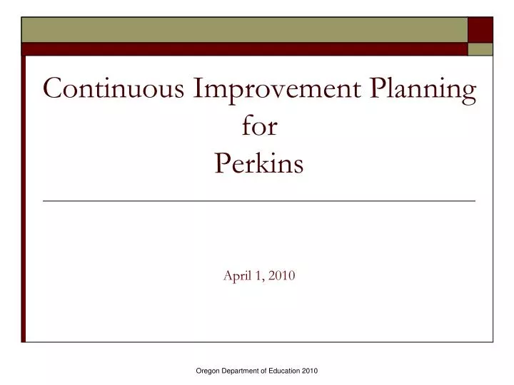 continuous improvement planning for perkins