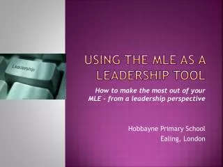 Using the MLE as a Leadership tool