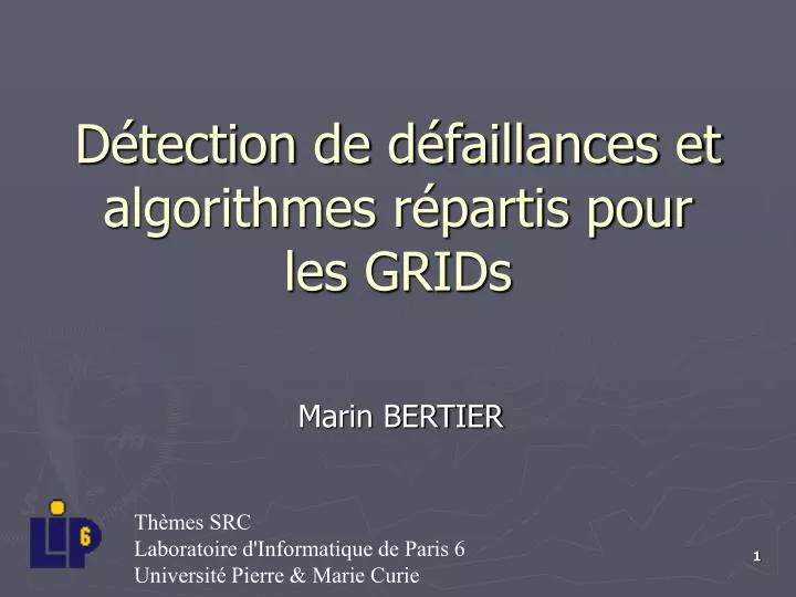 d tection de d faillances et algorithmes r partis pour les grids