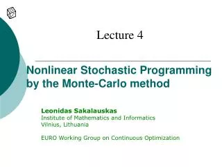 Nonlinear Stochastic Programming by the Monte-Carlo method