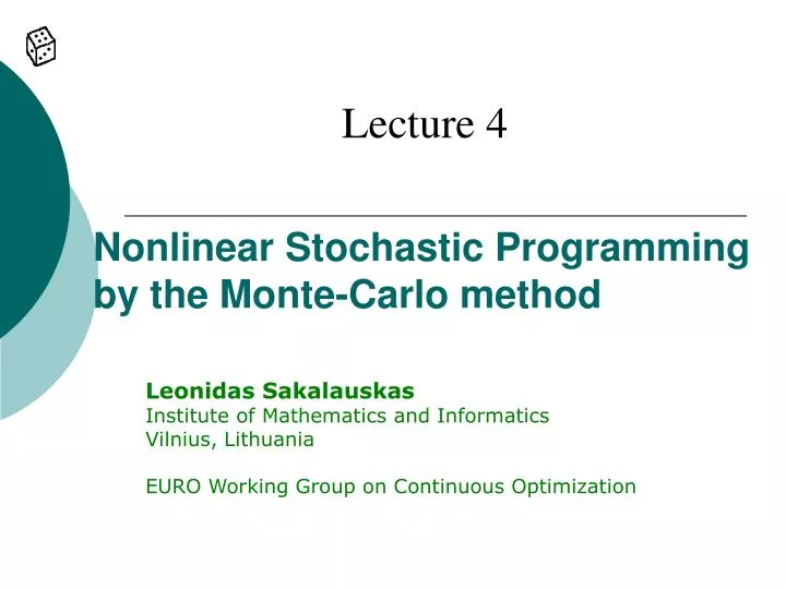 nonlinear stochastic programming by the monte carlo method