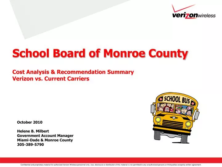 school board of monroe county cost analysis recommendation summary verizon vs current carriers