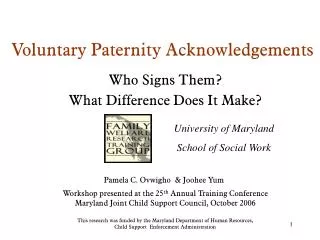 Voluntary Paternity Acknowledgements