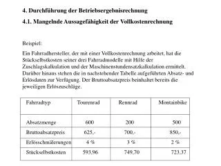 4. Durchführung der Betriebsergebnisrechnung