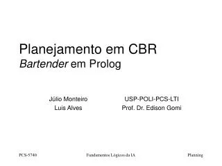 planejamento em cbr bartender em prolog