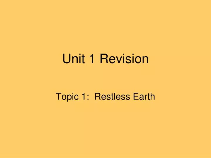 unit 1 revision
