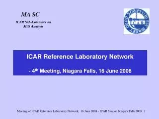 ICAR Reference Laboratory Network - 4 th Meeting, Niagara Falls, 16 June 2008
