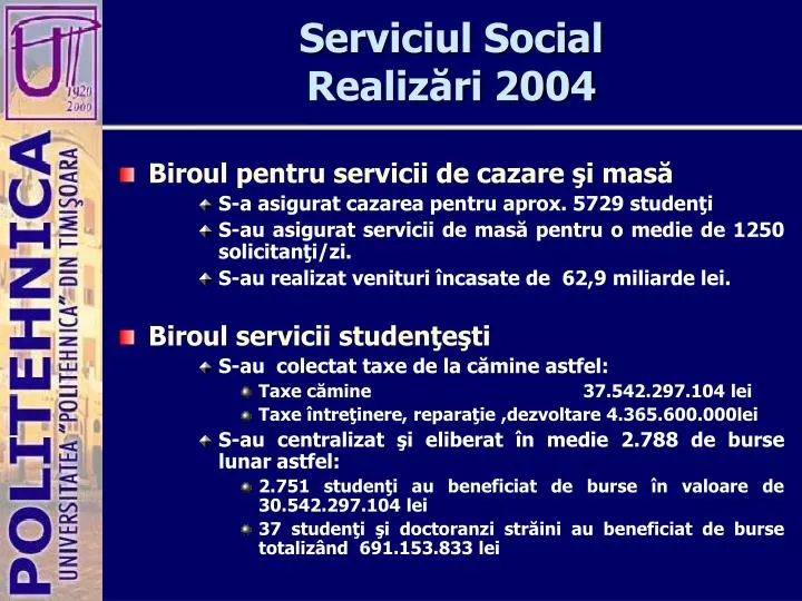 serviciul social realiz ri 2004