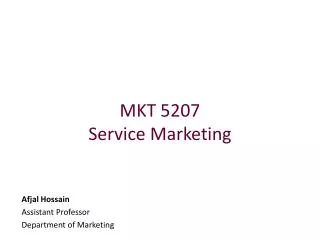 MKT 5207 Service Marketing