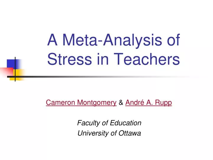 a meta analysis of stress in teachers