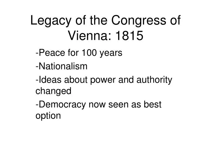 legacy of the congress of vienna 1815