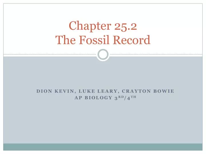 chapter 25 2 the fossil record