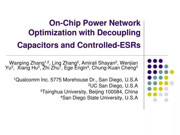 on chip power network optimization with decoupling capacitors and controlled esrs