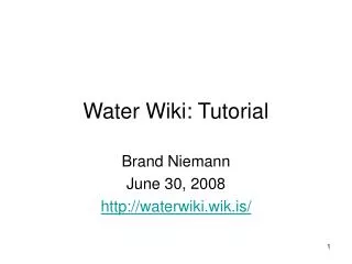 Water Wiki: Tutorial