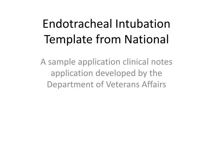 endotracheal intubation template from national