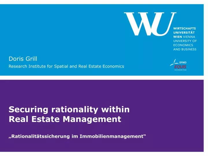 securing rationality within real estate management rationalit tssicherung im immobilienmanagement