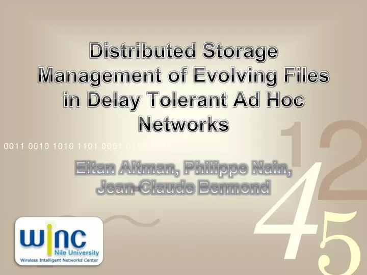 distributed storage management of evolving files in delay tolerant ad hoc networks